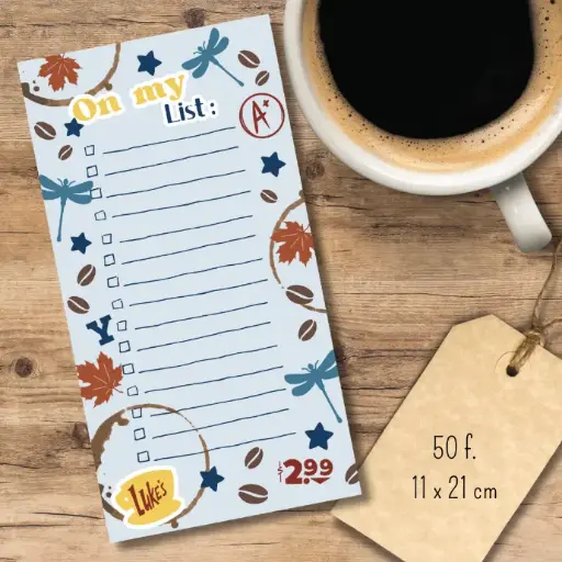 Bloc-notes "On my list:"
